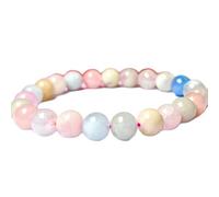 LKBEADS Piedra preciosa de morganita natural de 8 mm | Forma redonda, corte liso | Gema rosa de 18 cm | Pulsera elástica de amor | Pulsera de compasión | Joyería artesanal | LSB_01398