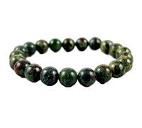 LKBEADS Piedra preciosa de sangre de dragón natural de 8 mm | Forma redonda, corte liso | Gema de 18 cm | Color verde | Pulsera elástica energética | Pulsera curativa | Joyería artesanal | LSB_01167