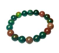 LKBEADS Piedra preciosa de sangre natural de 12 mm | Forma redonda, corte liso | 18 cm | Gema multicolor | Pulsera elástica energética | Pulsera curativa | Joyería artesanal | LSB_01394