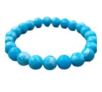 LKBEADS Piedra preciosa turquesa natural de 8 mm | Forma redonda, corte liso | 18 cm | Gema azul | Pulsera elástica de prosperidad | Pulsera protectora | Joyería artesanal | LSB_02002