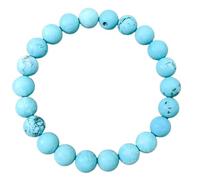 LKBEADS Piedra preciosa turquesa natural de 8 mm | Forma redonda, corte liso | 18 cm | Gema azul | Pulsera elástica de prosperidad | Pulsera protectora | Joyería artesanal | LSB_00807
