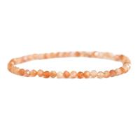 LKBEADS Piedra solar natural de 3,5 mm | Piedra facetada en forma de rondel | Piedra color melocotón | Pulsera elástica energética | Pulsera curativa | Joyería hecha a mano | LK_WOSB_00835_7.5