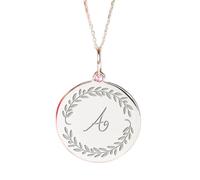 LKBEADS Plata de ley 925 | Collar con colgante de rama de olivo | Dije delicado | Cadena de 45 cm. Tamaño: 24 mm | Joyería unisex hecha a mano con baño de plata | LKRPS_00222