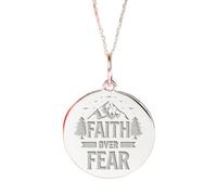 LKBEADS Plata de ley 925 | Collar con colgante La fe supera el miedo | Proverbios bíblicos | Cadena de 45 cm con bolígrafo. Tamaño: 24 mm | Delicado dije bañado en plata unisex | LKRPS_00109