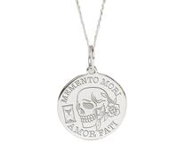 LKBEADS Plata de ley 925 | Collar Memento Mori | Colgante | Con cadena de 45 cm. Tamaño: 24 mm | Delicado dije Amor Fati chapado en plata, joyería unisex hecha a mano | LK_PNK_02188
