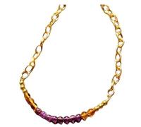 LKBEADS Pulsera de amatista y citrino de 3-3,5 mm con cuentas redondas de corte liso y cierre chapado en oro de 18 cm para hombre y mujer | LK_STACK_06701