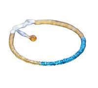 LKBEADS Pulsera de citrino y apatita azul neón de 3-3,5 mm con cuentas facetadas en forma de rondelle, cierre ajustable bañado en plata de 18 cm para hombre y mujer | LK_STACK_07366