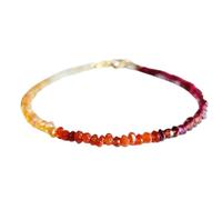 LKBEADS Pulsera de cuentas de cornalina, citrino, rubí y granate de 3 mm con corte liso y formas variadas, chapada en oro de 18 cm para hombre y mujer | LK_STACK_07288