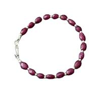 LKBEADS Pulsera de eslabones con rubí rosa natural de 7x5 mm, forma ovalada, talla facetada, piedra de color rojo, 7 pulgadas, pulsera apilable, joyería hecha a mano |LK_SLNK_00093