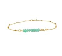 LKBEADS Pulsera de esmeralda de 3 mm con forma de rondel, cuentas facetadas, cierre chapado en oro de 18 cm para hombre y mujer | LK_STACK_02480