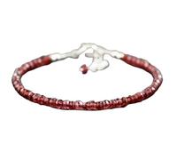 LKBEADS Pulsera de granate de 3,5 mm con cuentas facetadas y forma redonda, cierre ajustable chapado en plata de 18 cm, para hombre y mujer | LK_STACK_03093