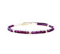 LKBEADS Pulsera de granate de 3 mm con cuentas facetadas y forma de rondelle, cierre chapado en plata de 18 cm para hombre y mujer | LK_STACK_03128