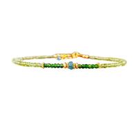 LKBEADS Pulsera de peridoto, diópsido cromado y apatita azul de 3 mm con cuentas facetadas de formas variadas y cierre ajustable chapado en oro de 18 cm para hombre y mujer | LK_STACK_08345