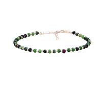 LKBEADS Pulsera de rubí zoisita de 2,5 mm con cuentas facetadas en forma de rondelle, cierre ajustable chapado en plata de 18 cm para hombre y mujer | LK_STACK_05982