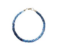 LKBEADS Pulsera de tanzanita y topacio azul suizo de 3 mm con cuentas facetadas en forma de rondelle y cierre chapado en plata de 18 cm para hombre y mujer | LK_STACK_08727
