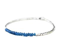 LKBEADS Pulsera de topacio azul Londres de 3 mm con cuentas facetadas en forma de rondelle y cierre chapado en plata de 18 cm para hombre y mujer | LK_STACK_04530