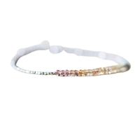 LKBEADS Pulsera de topacio imperial de 3 mm con cuentas facetadas en forma de rondelle y cierre chapado en plata de 18 cm para hombre y mujer | LK_STACK_03806