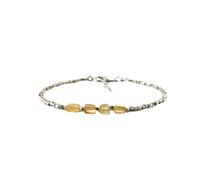 LKBEADS Pulsera de topacio imperial de 4 x 6 mm con cuentas ovaladas talladas en facetas, cierre ajustable chapado en plata de 18 cm para hombre y mujer | LK_STACK_03798