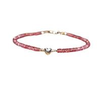 LKBEADS Pulsera de topacio rosa místico de 3 mm con cuentas facetadas en forma de rondelle y cierre chapado en plata de 18 cm para hombre y mujer | LK_STACK_05125