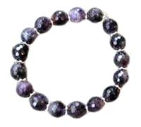 LKBEADS Pulsera elástica de amatista natural de 10 mm con cuentas facetadas, forma redonda, color morado, 7 pulgadas, elástica, unisex, para meditación, regalo y buena suerte |L_STBC_00334_7