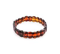 LKBEADS Pulsera elástica de ámbar natural de 13 x 9 x 5 mm, forma ovalada, corte suave, 17,78 cm, para hombres y mujeres., 7 inch Stretchable, Piedra, Otras piedras preciosas