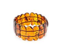 LKBEADS Pulsera elástica de ámbar natural de 45 x 15 mm, forma ovalada, corte suave, 17,78 cm, para hombres y mujeres., 7 inch Stretchable, Piedra, Otras piedras preciosas