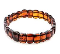 LKBEADS Pulsera elástica de cuentas de ámbar natural de 13x9x5 mm, corte liso, forma ovalada, color rojo, 7 pulgadas, para meditación unisex, regalo y buena suerte |L_STBC_00290_7