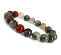 LKBEADS Pulsera elástica de piedra de sangre africana natural de 10 mm con cuentas lisas, forma redonda, multicolor, 7 pulgadas, para regalo unisex y buena suerte |L_STBC_00135_7