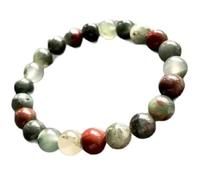 LKBEADS Pulsera elástica de piedra de sangre africana natural de 8 mm con cuentas lisas, forma redonda, multicolor, 7 pulgadas, para regalo unisex y buena suerte |L_STBC_00143_7.5