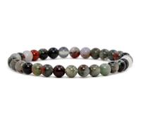 LKBEADS Pulsera elástica redonda de 7 pulgadas con cuentas lisas de piedra de sangre africana natural de 8 mm, multicolor, multicolor, para regalo unisex y buena suerte | L_STBC_00146_8.5
