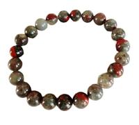LKBEADS Pulsera elástica redonda de 7 pulgadas con cuentas lisas de piedra de sangre africana natural de 8 mm, multicolor, multicolor, para regalo unisex y buena suerte | L_STBC_00145_7