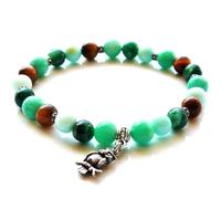 LKBEADS Pulsera elástica redonda multicolor de 7 pulgadas con cuentas de amazonita natural, ojo de tigre, ópalo y aventurina, talla lisa de 8 mm | L_STBC_00284_8.5
