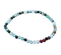 LKBEADS Pulsera elástica redonda multicolor de 7 pulgadas con cuentas lisas de piedra de sangre africana natural de 6 mm, multicolor, para regalo unisex y buena suerte |L_STBC_00140_8.5