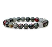 LKBEADS Pulsera elástica redonda multicolor de 7 pulgadas con cuentas lisas de piedra de sangre africana natural de 8 mm, multicolor, para regalo unisex y buena suerte | L_STBC_00144_8.5