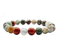 LKBEADS Pulsera elástica redonda multicolor de 7 pulgadas con cuentas lisas de piedra de sangre africana natural de 8 mm, multicolor, para regalo unisex y buena suerte |L_STBC_00141_8.5