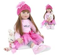 LKBOBIR Bebe Reborn Realista - 60cm Muñecas Reborn Niña Vinilo De Silicona Suave Muñeca Reborn Niña Hecho A Mano Bebé Recién Nacido Bebes Reborn Niños Y Niñas Regalo De Juguete Para +3 Años