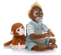 LKBOBIR Realista Bebe Reborn Mono 21 Pulgadas 52 cm Muñeca Reborn Mono Vinilo Silicona Suave Muñeca Reborn Realista Hecha a Mano, Set de Regalo Juguete Infantil (Azul)