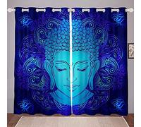 LKCD Cortina Opaca Para Habitación De Los Niños, Estatua De Buda Tema De La Cultura Asiática Creencia Religiosa 140X160Cm Diseño 3D, Opaca, Con Ojales, Cortinas Opacas E Insonorizadas, 2 Pieza Adecuad