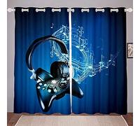 LKCD Cortina Opaca Para Habitación De Los Niños, Gamepad De Videojuegos Para Adolescentes Y Adultos 280X260Cm Diseño 3D, Opaca, Con Ojales, Cortinas Opacas E Insonorizadas, 2 Pieza Adecuado Para Dormi
