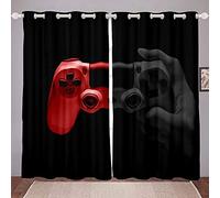 LKCD Cortinas Aislantes Gamepad De Videojuegos Para Adolescentes Y Adultos 150X166Cm Termicas Ventana Para Infantil 2 Piezas Con Ojales 3D Patrón Cortinas Opacas Habitacion Salón Dormitorio Decoración