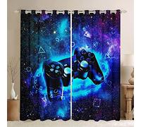 LKCD Cortinas Aislantes Termicas Ventana Video del Gamepad Gamer Lightning 264X240Cm 2 Piezas con Ojales, 3D Patrón Cortinas Opacas para Habitacion Y Dormitorio Infantil Decoración De La Ventana