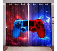 LKCD Cortinas Cocina Largas Video del Gamepad Gamer Lightning 140X160Cm Modernas Cortinas Aislantes Termicas 2 Piezas 3D Patrón Cortinas Infantiles Habitacion Opacas con Ojales