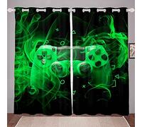 LKCD Cortinas Opaca Video del Gamepad Gamer Lightning 150X166Cm Termicas Aislantes Reducir Ruido para Dormotorio Cuarto De Los Niños 2 Piezas Muy Suaves 3D Cortinas con Ojales