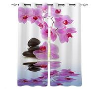 LKCD Cortinas Opacas Rosa Plantas Iris Charco con Diseño 3D, 2 Paneles para Sala De Estar, Dormitorio, Habitación De Los Niños, Cortinas Térmicas Opacas 200X214CM