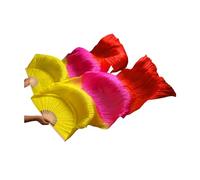 LKDCNUP Abanico de Danza del Vientre, Disfraz Mujer, abanicos Largos Seda, velos, Abanico Hecho a Mano, Colorido, Velo, Plegables, 1 par (2 Piezas)