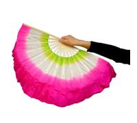 LKDCNUP Abanico for Danza del Vientre, Abanico Chino Corto for, 30 cm + 10, Velo de Seda Medio círculo, Pares abanicos bambú for Yangko