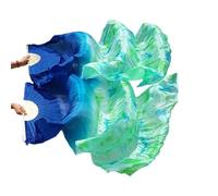 LKDCNUP Abanico for Danza del Vientre, for de Seda Real, for, Un par abanicos extendidos, for teñido Anudado Color Hecho a Mano