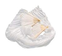LKDCNUP Abanico for Danza del Vientre, Seda Unisex, abanicos for con Velo de Chino, 1 Pieza, for, Color Blanco, 180x90cm