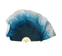 LKDCNUP Abanico for Danza del Vientre, velos de Seda, Abanico Largo for, Velo Degradado Azul Oscuro, Tradicional Chino teñido a Mano