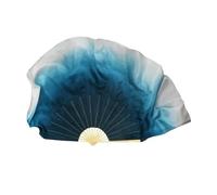 LKDCNUP Abanico for Danza del Vientre, velos de Seda, Abanico Largo for, Velo Degradado Azul Oscuro, Tradicional Chino teñido a Mano